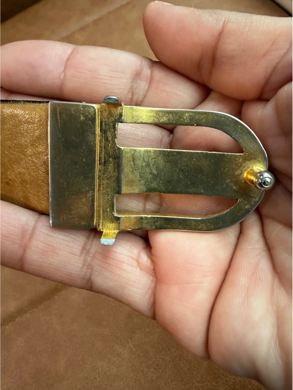 Vintage Yves Saint Laurent two tone buckle reversible belt